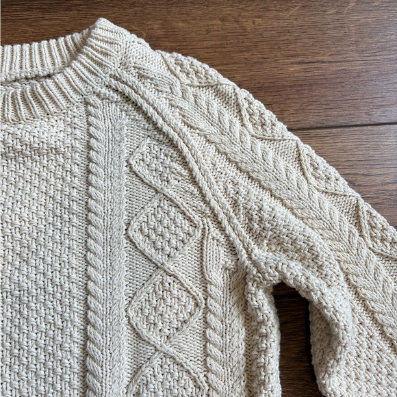 Cream Cable-Knit Crewneck Sweater - Picture 5 of 7
